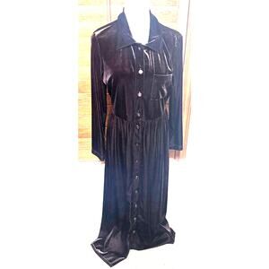 VTG 90s Y2K Maxi Dress Size 10 Brown Velvet Grunge Whimsigoth Button front long